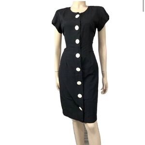 Elisabeth made it the USA midi button down pencil black dress